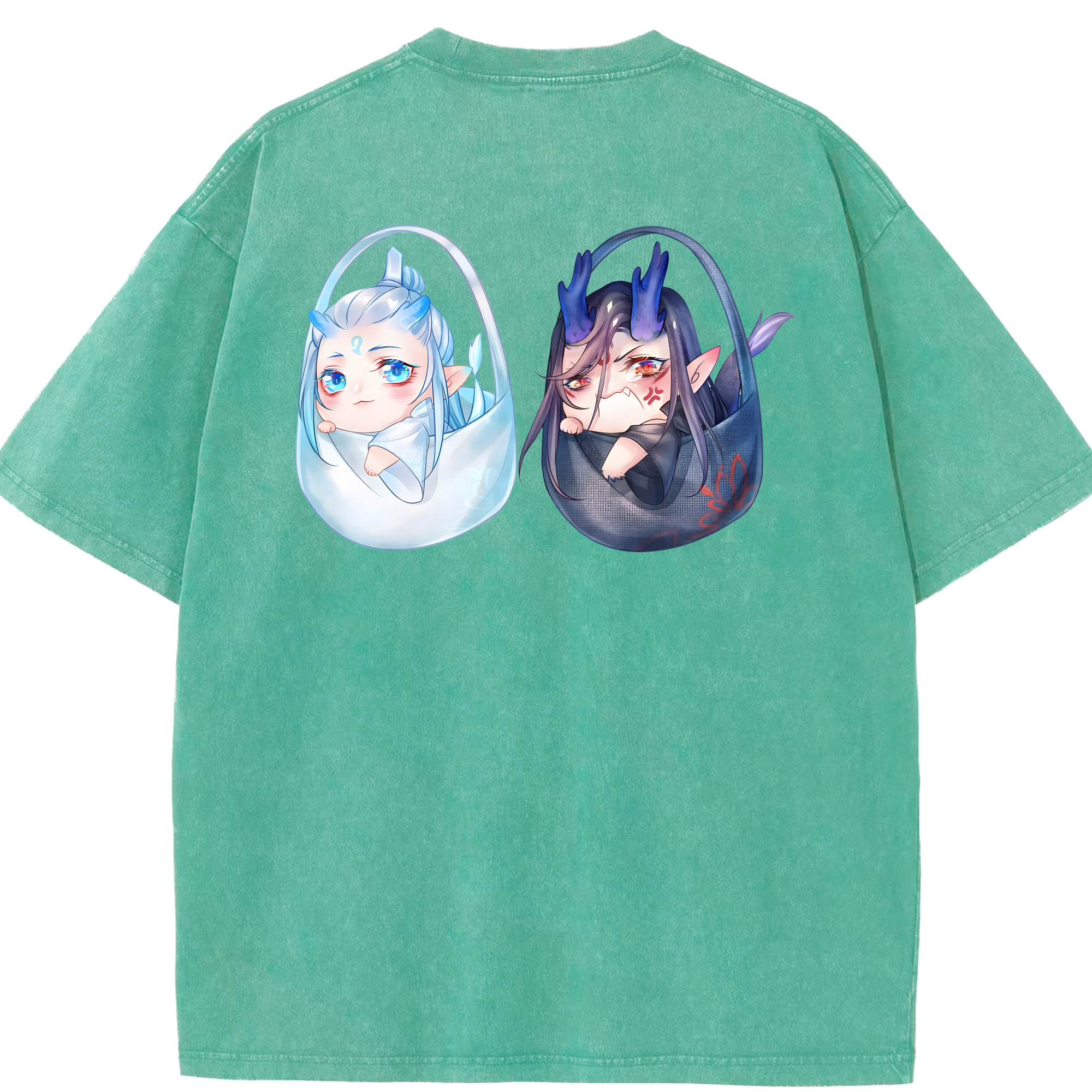 （画像用） Ne Zha 2 ナタ 魔童の大暴れ 綿100% ヴィンテージ風 半袖Tシャツ（背面プリント）